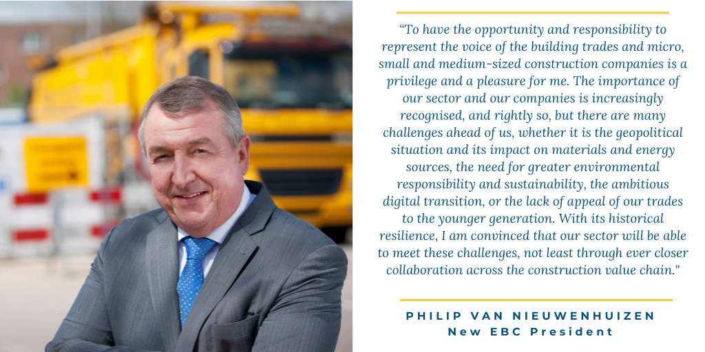 Philip Van Nieuwenhuizen assumes the presidency of the European Builders Confederation