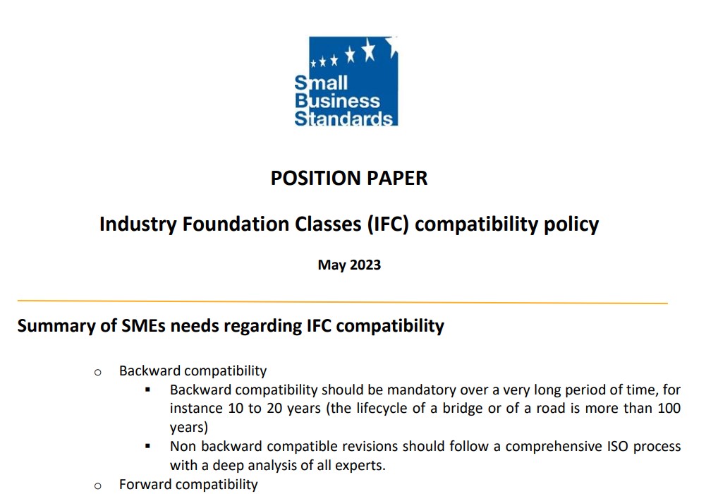 Standardisation: Small Business Standards asks for long-term IFC compatibility to support SMEs’ digital transition